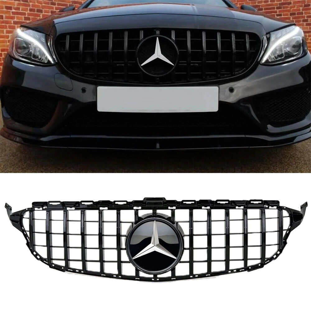 GT R AMG Style Grill for 2015-2018 Mercedes Benz W205 C200 C250 C300 C43 Black
