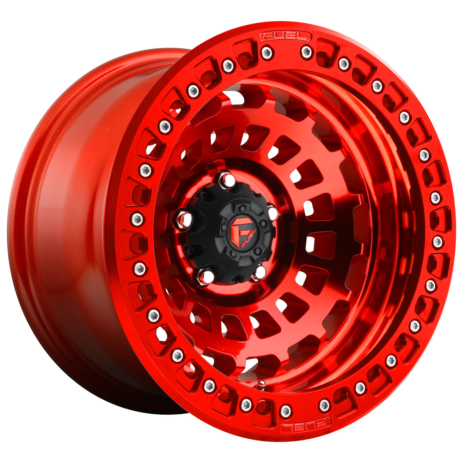 17x9 Fuel D100 Zephyr BEADLOCK Candy Red Wheel 5x5 (-15mm)