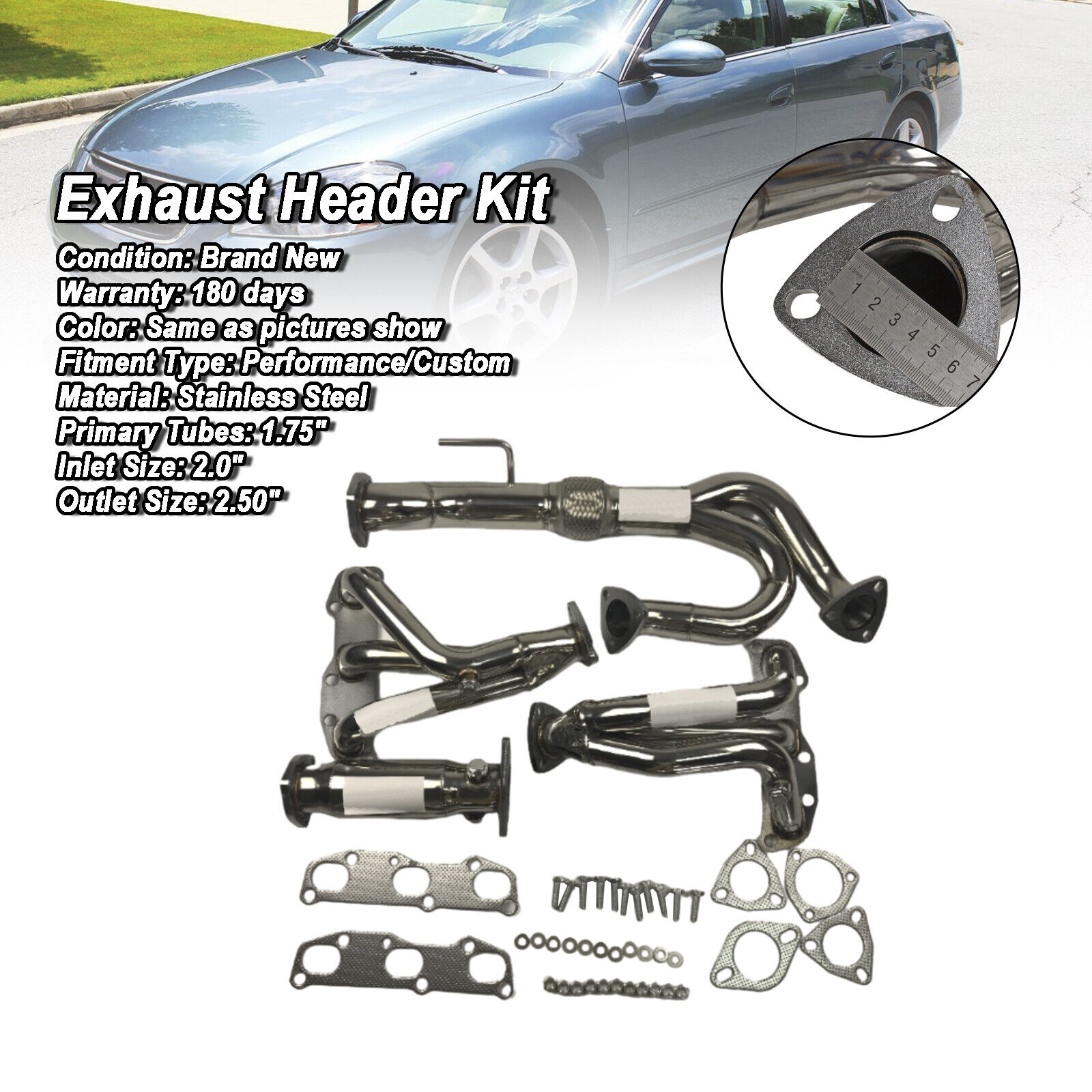 NEW 1× Exhaust Header Kit Fits Nissan Altima 3.5L V6 2002-2006 Manual Models USA