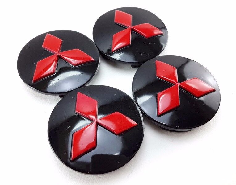 WHEEL CENTER HUB CAPS RED BLACK 56mm. Parts FOR Mitsubishi Lancer  Ralliart Evo