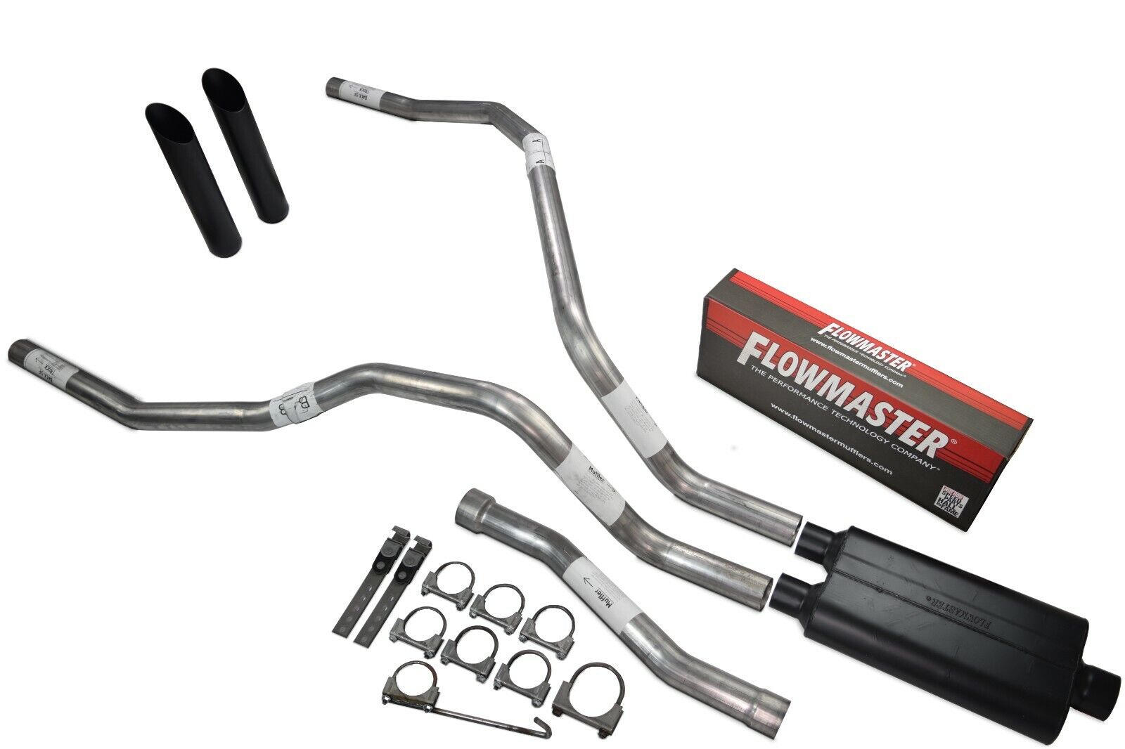 For Nissan Titan 04-06 Dual Exhaust 2.5 inch Flowmaster 50 Black Tips