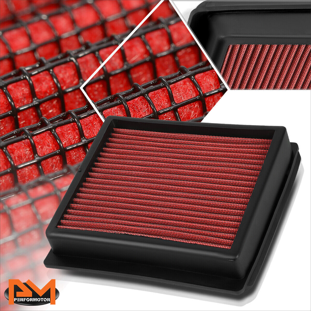 For 09-19 Infiniti M35/M37/Q70L Washable Drop In High Flow Panel Air Filter Red