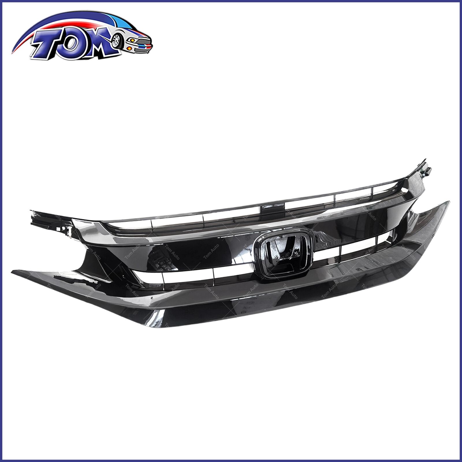 Front Bumper Grille Glossy Black For 2019 2020 Honda Civic Sedan Coupe 