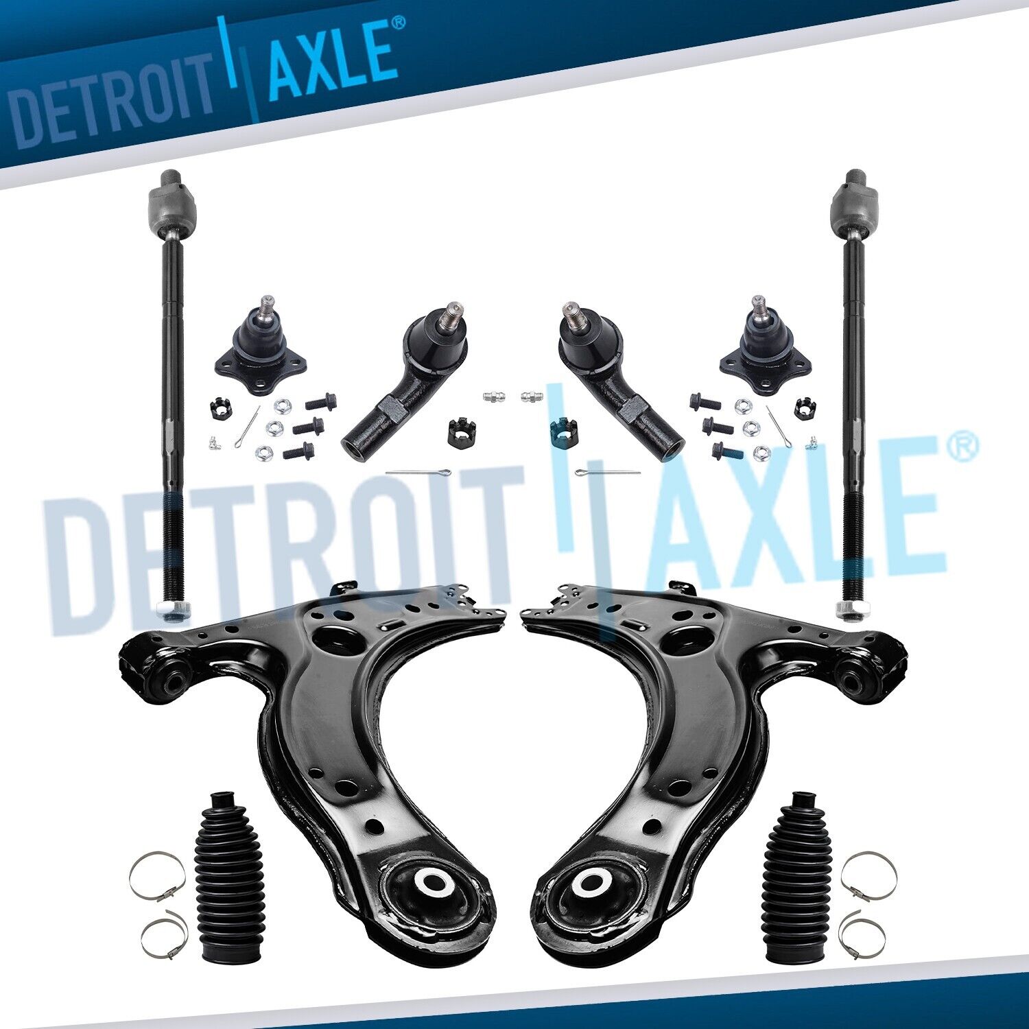 Front Lower Control Arms Tie Rods Suspension Kit for 99-05 VW Jetta Golf Beetle