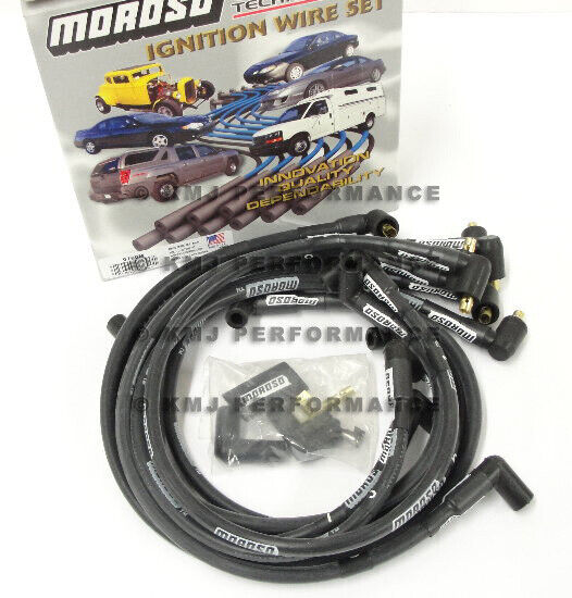 Moroso 9765M SBC 350 Chevy Sleeved Race Spark Plug Wires 90 degree Under Header