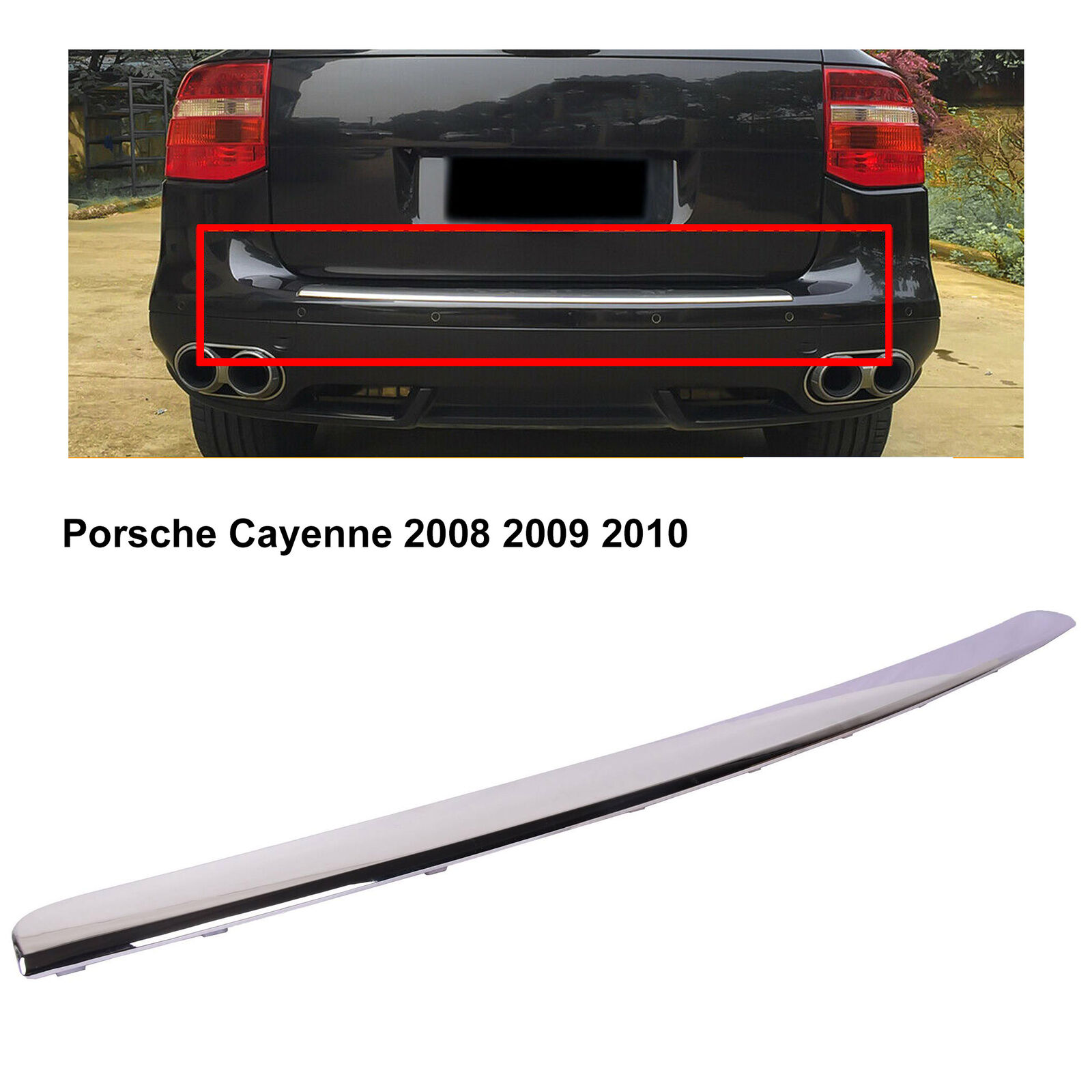 95550578710 For 08-10 Porsche Cayenne Base GTS 3.6L 4.8L Rear Bumper Trim Plate