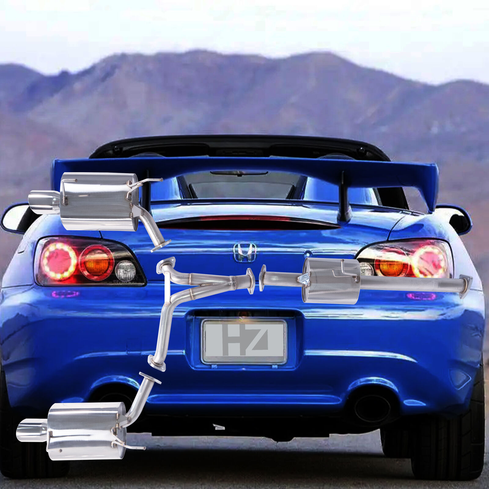 Catback Exhaust System For Honda S2000 F20/22 Dual Stainless Steel 4" Tips