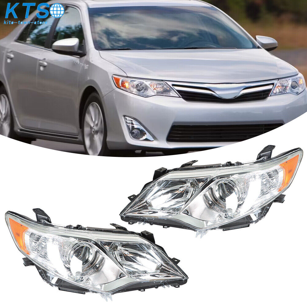 Headlights Assembly For 2012 2013 2014 Toyota Camry Projector Chrome Left+Right