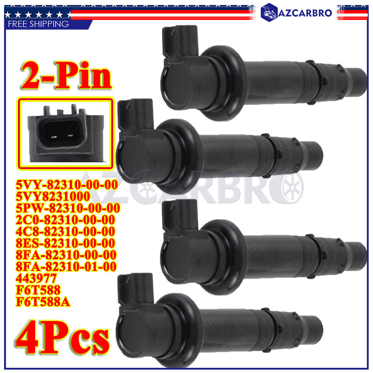  4pcs 5VY-82310-00-00 Ignition Coil For Yamaha FZ1 FZS1 YZF R1 R6 R6S Vmax 1700