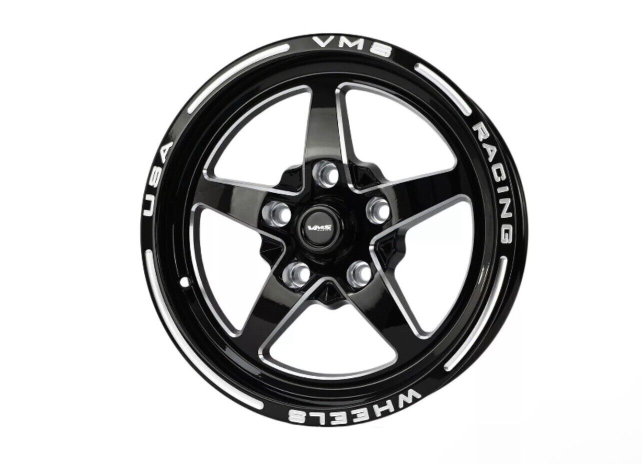 VMS Racing Drag Wheel Black V-Star 15x3.5 | 5X120 |-13 ET | 5x4.75\
