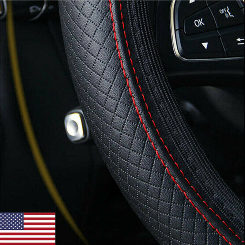 PU Leather Car Steering Wheel Cover for Good Grip Auto Accessories 15"