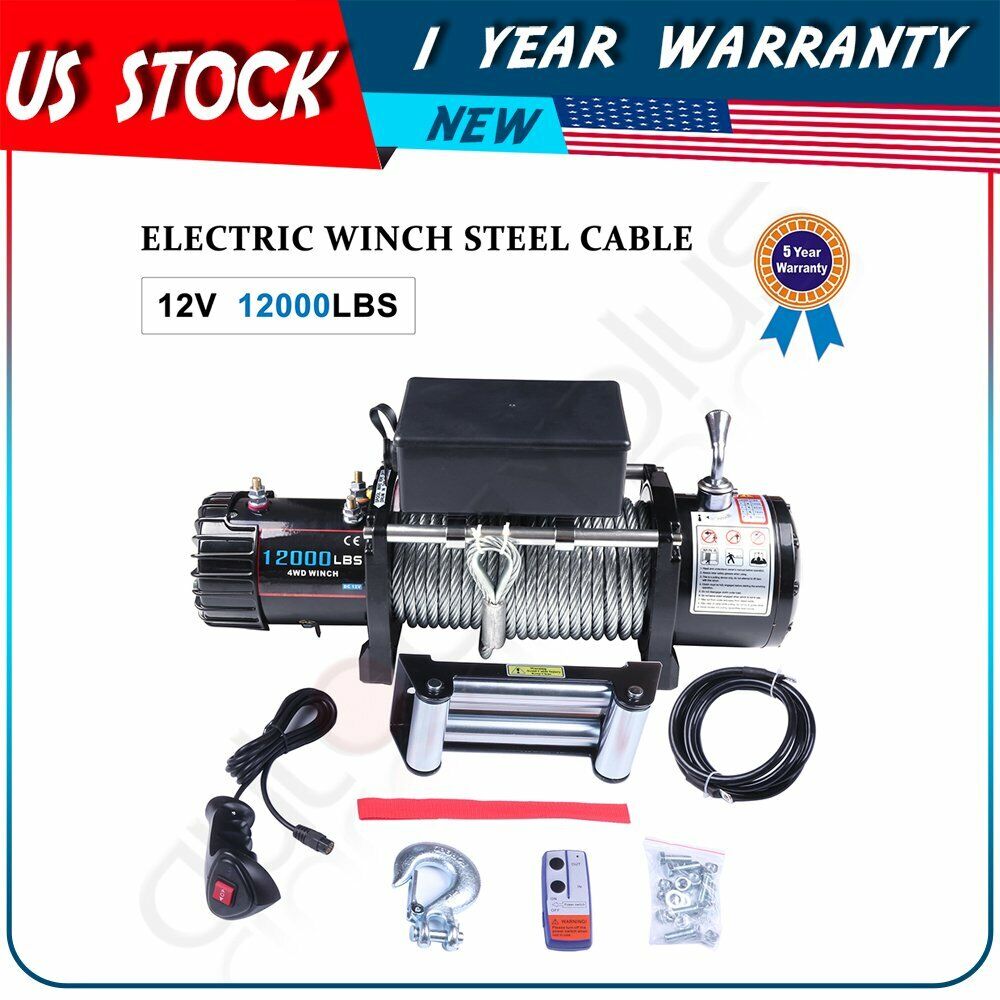 12000LB(5443KG) 6HP Off-road Electric Winch Towing Steel for ford Chevrolet 12V