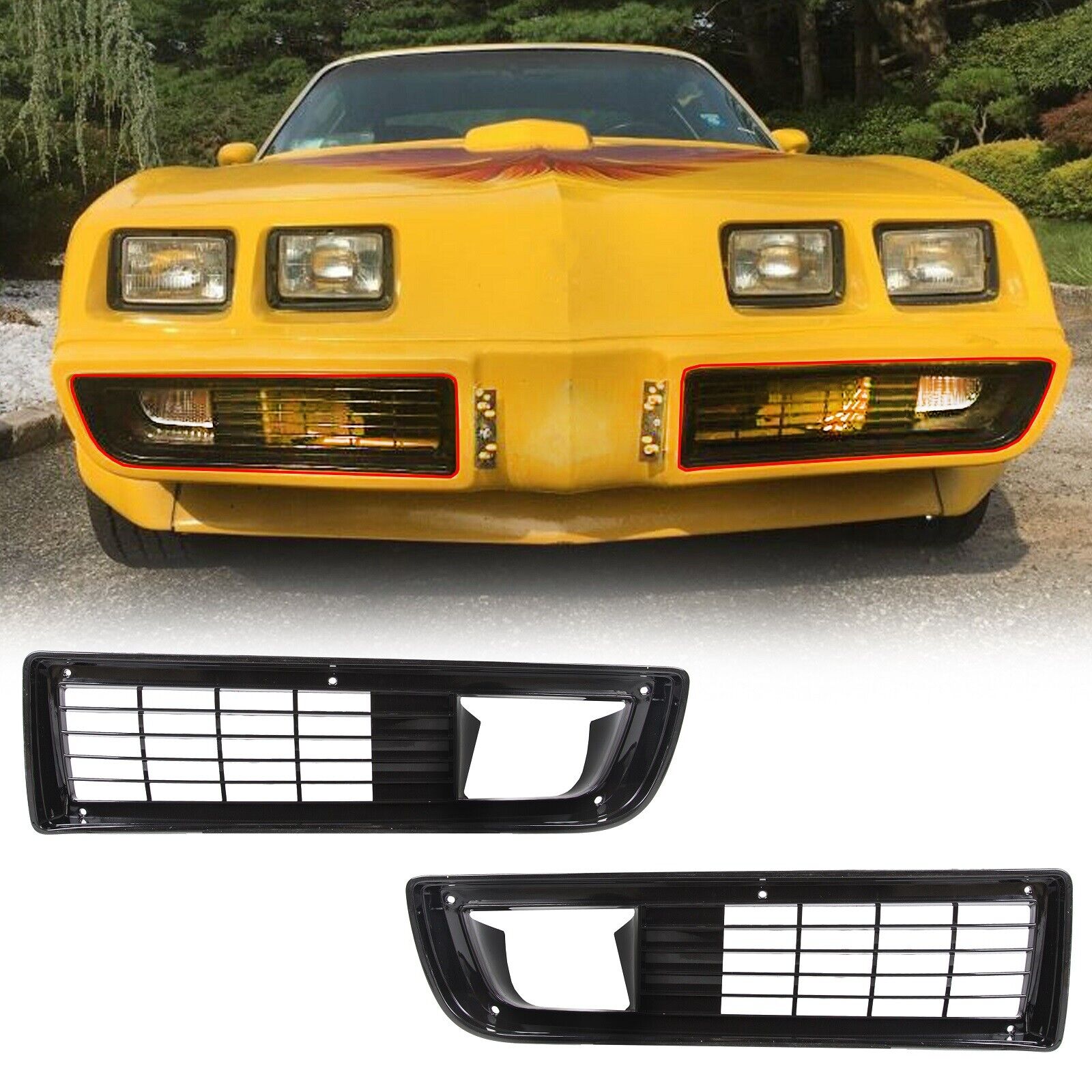For 1979-1981 Firebird Trans Am Front Bumper Grille Grill Set w/fitting Kit Pair