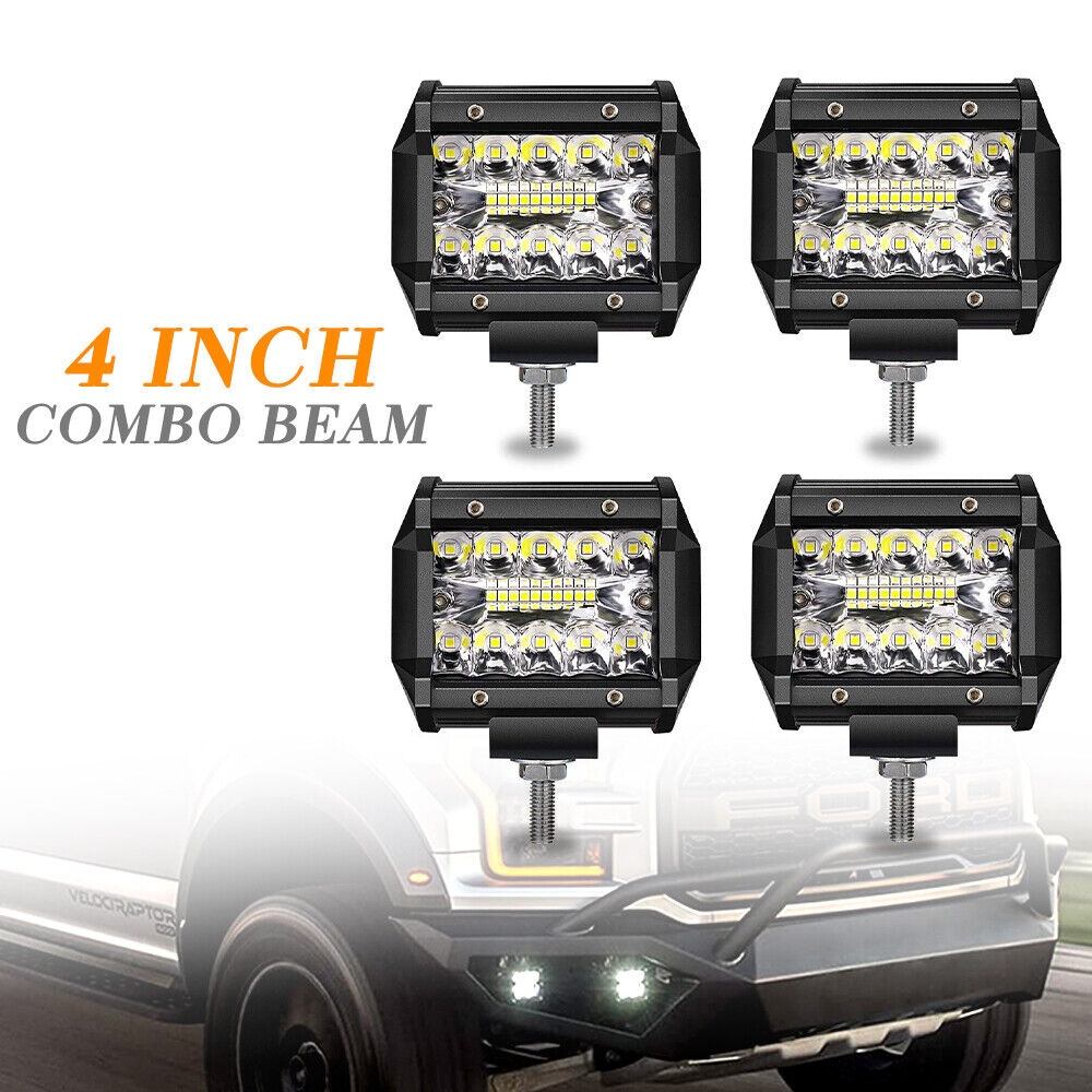 4PCS Pods LED Work Light SPOT Lights Truck Off Road Tractor 12V 24V Round Lamp