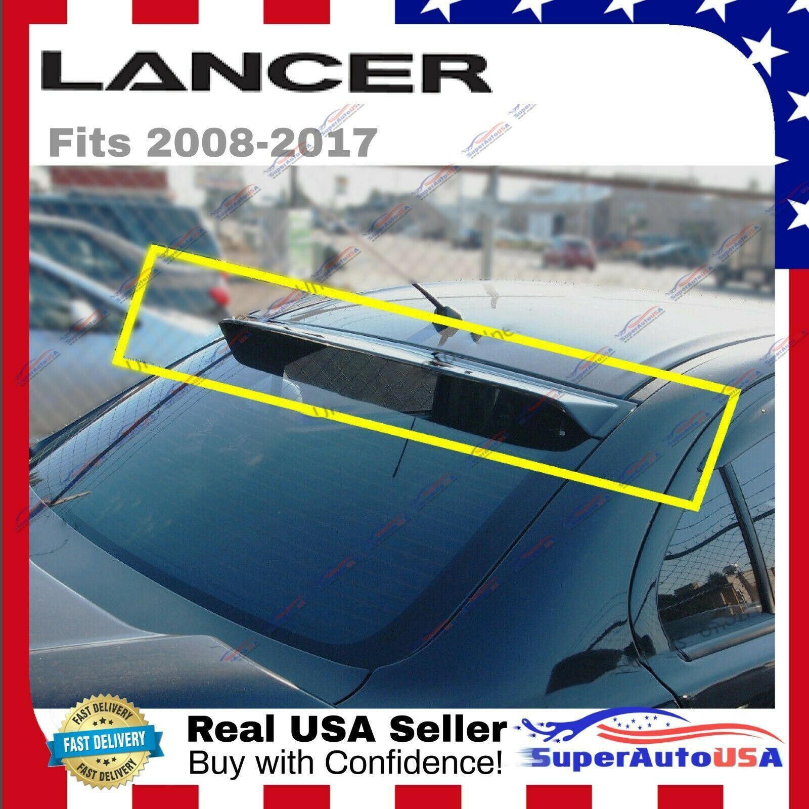 For Mitsubishi Lancer EVO 2008-17 Sedan JDM Sport Rear Roof Window Visor Spoiler