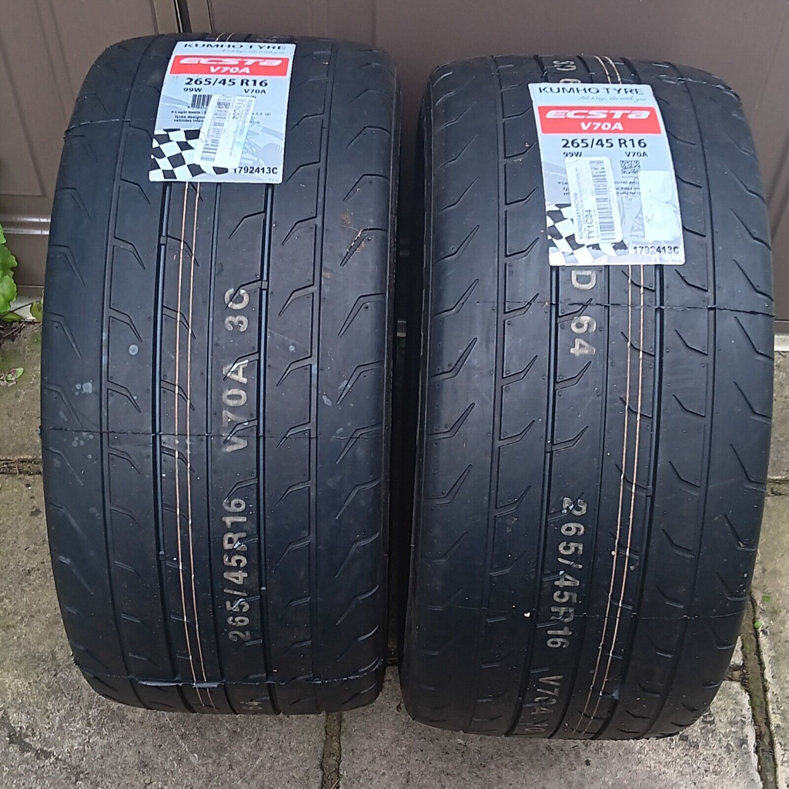 KUMHO ECSTA V70A 265/45X16 PAIR NEW TRACK DAY RACE TYRES 2654516