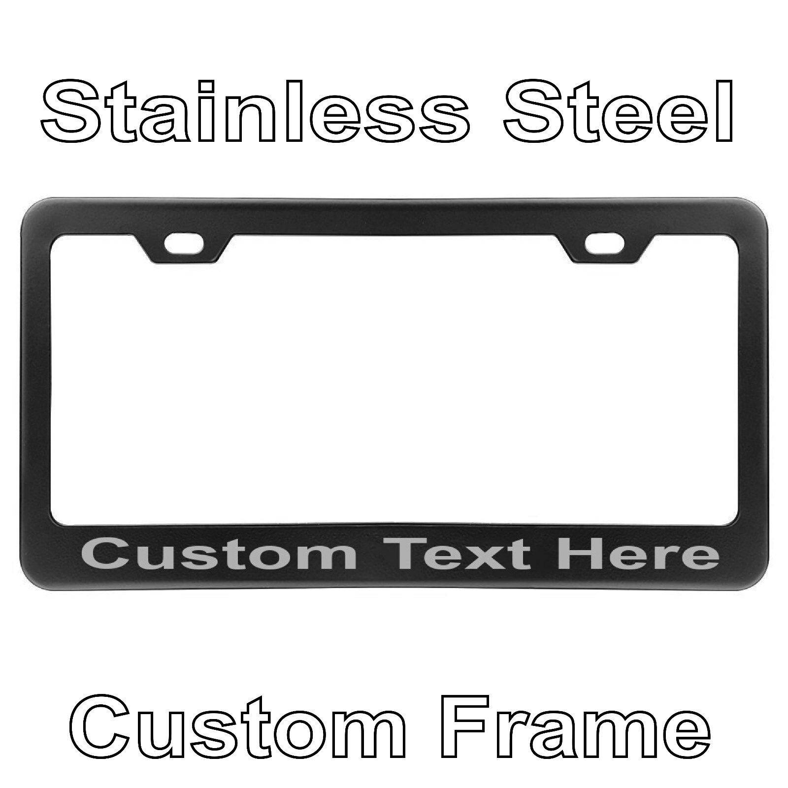 Custom Laser Engrave Black Stainless Steel Metal License Plate Frame With TEXT