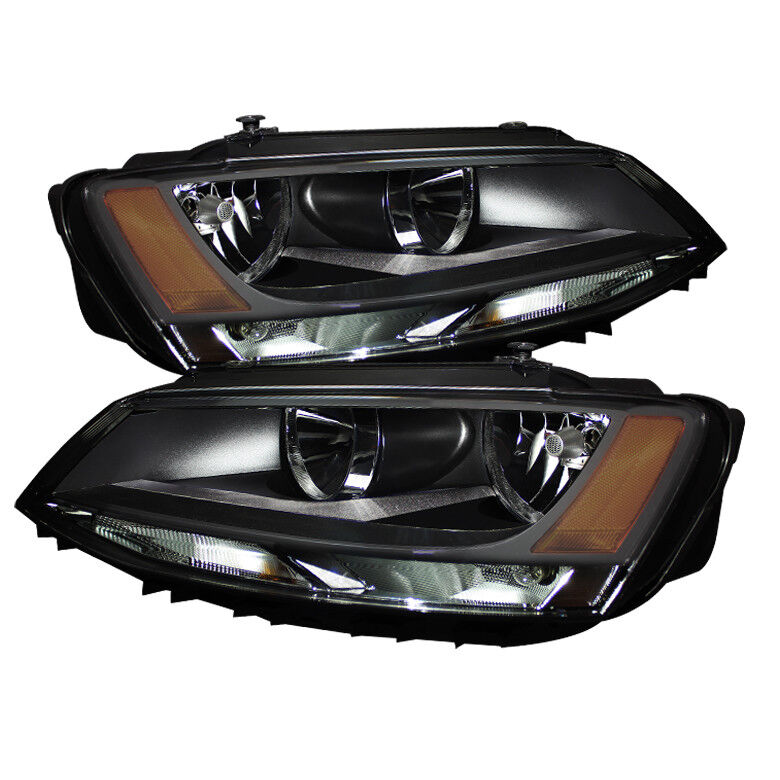 Volkswagen 11-17 Jetta Black Housing Replacement Headlights Left & Right Set