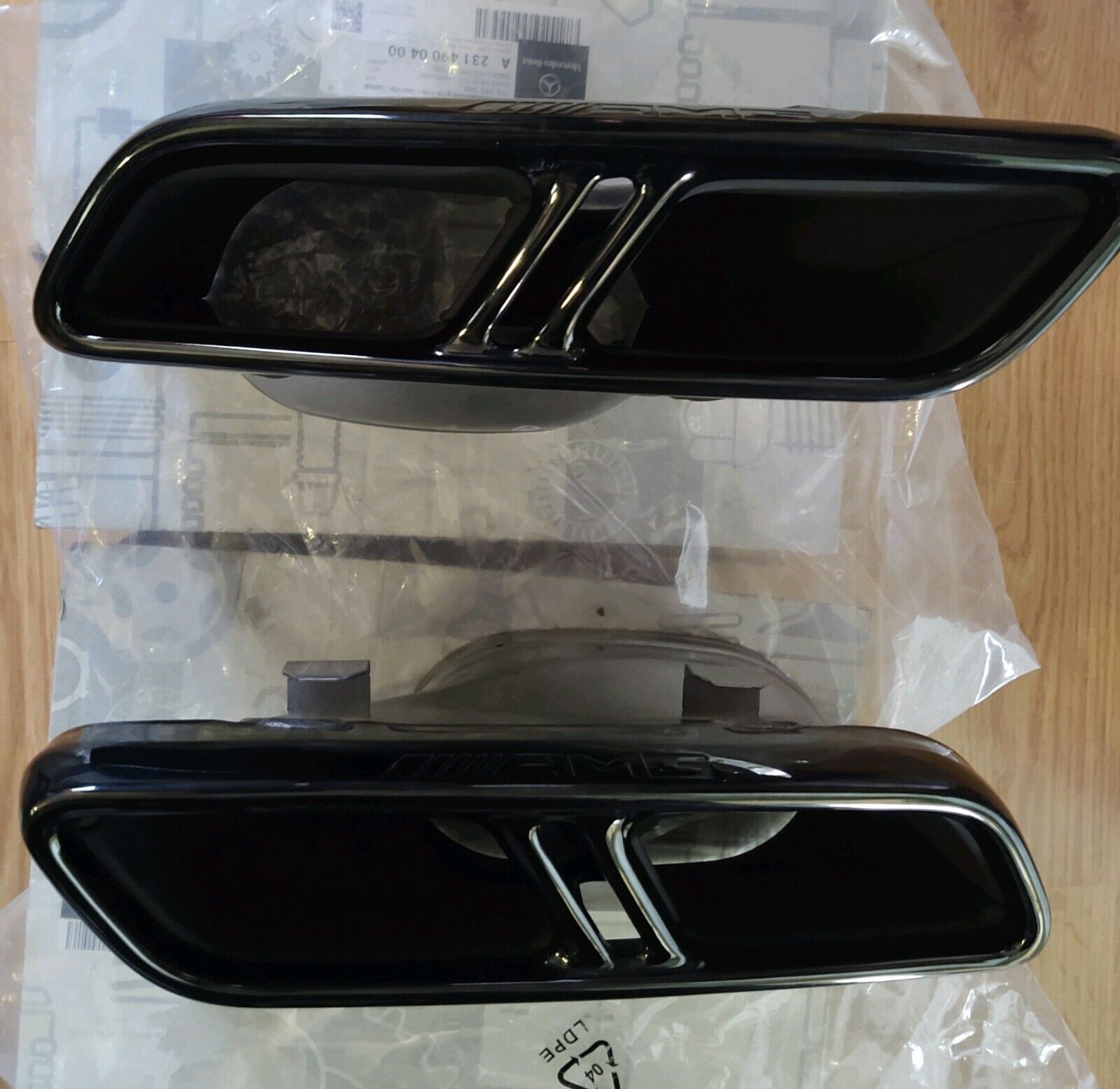 Mercedes OEM Quad Tip Black Chrome Night Package W222 C217 R231 S 65 SL 65 AMG