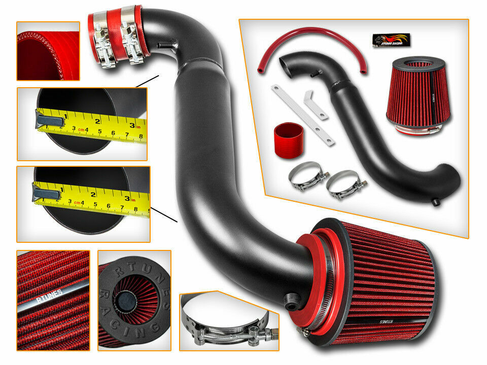 Short Ram Air Intake Kit MATT BLACK + RED Filter for 95-02 S-Series SC1/SL1/SW1