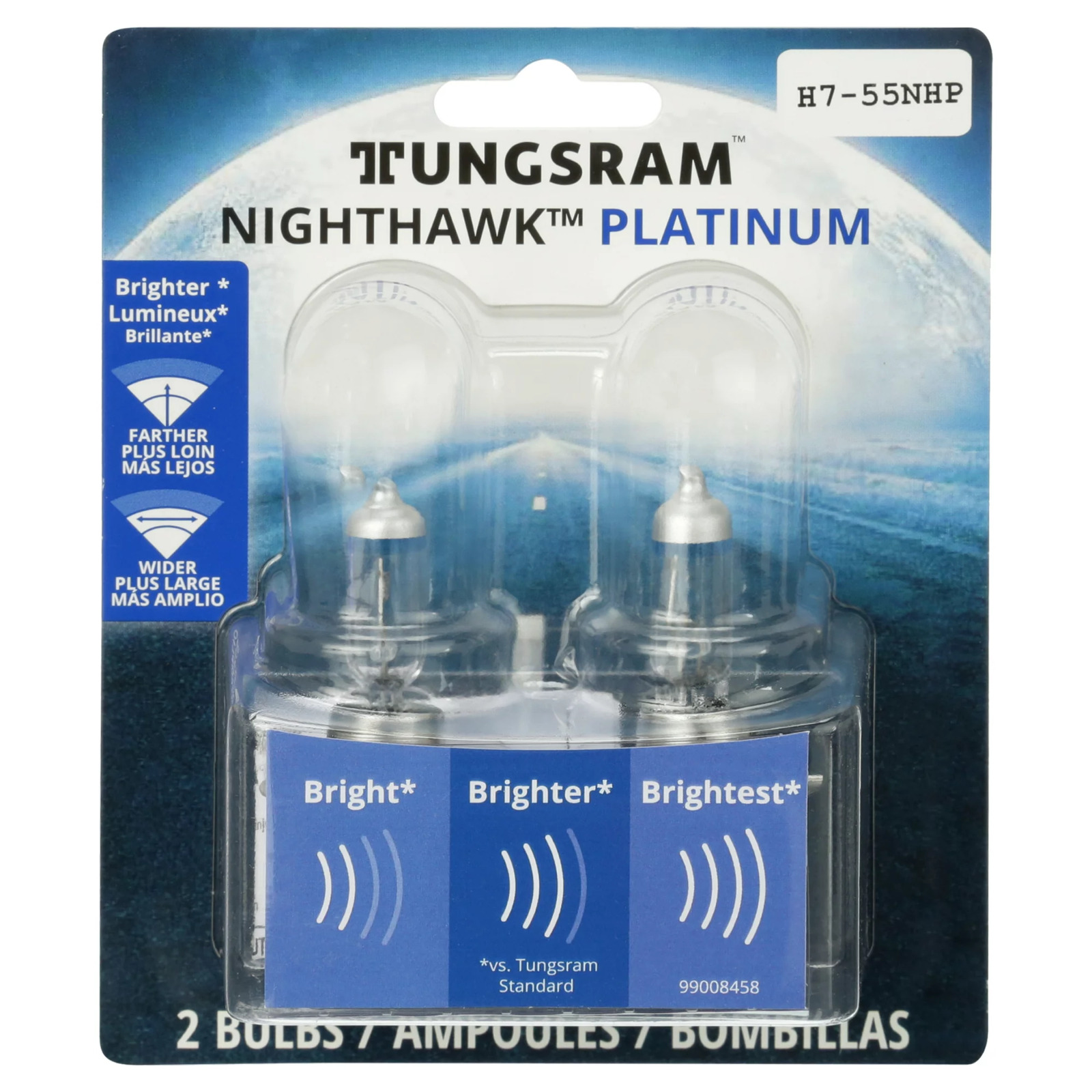 Tungsram H7 Nighthawk Platinum Halogen Bulb, 2-pack H7-55NHP