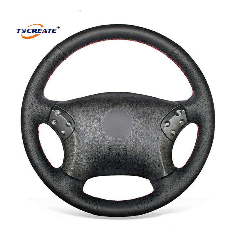 DIY Black PU Leather Steering Wheel Cover for Benz C-Class W203 C32 AMG #BTXA