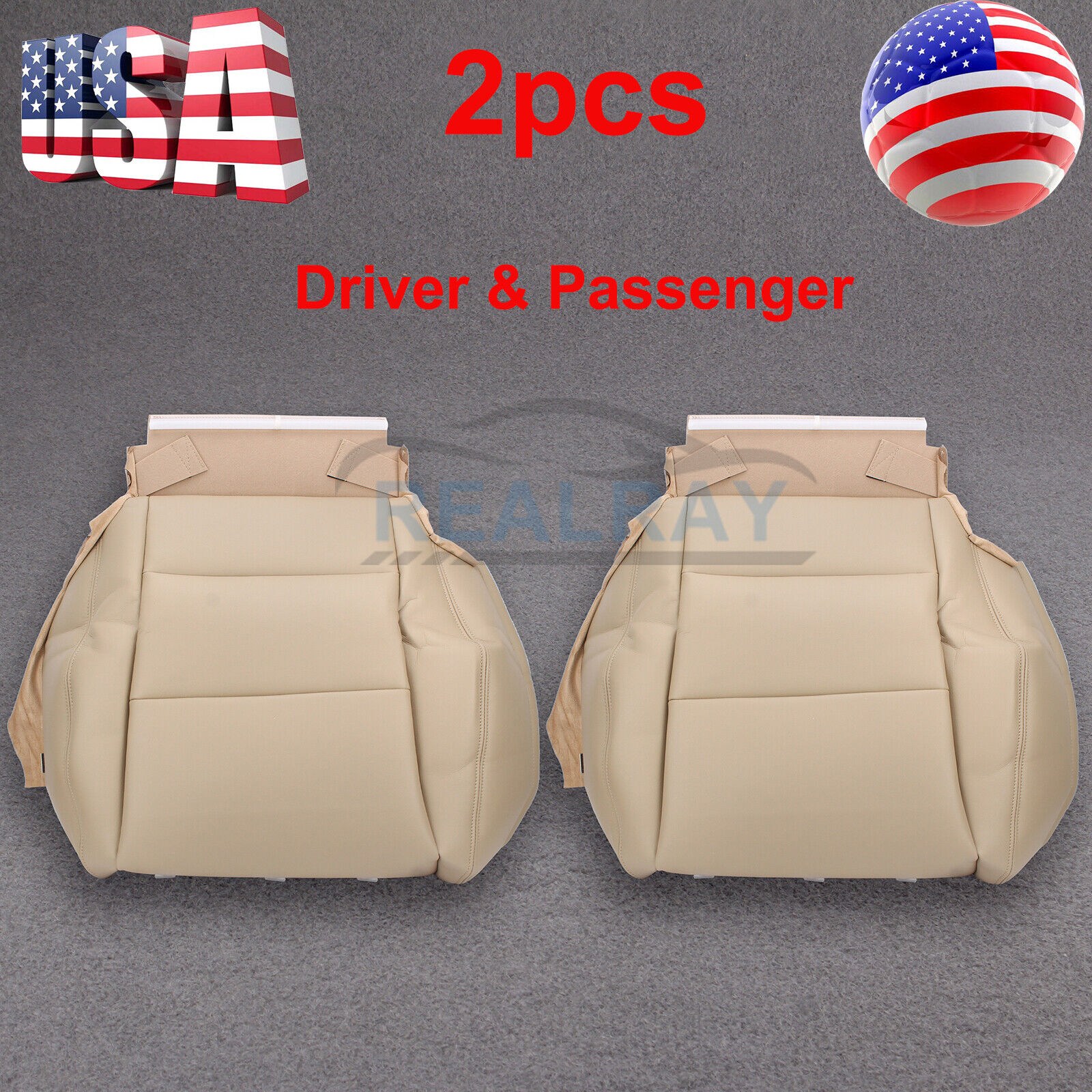 For 2004-2008 Acura TL Driver & Passenger side Bottom Leather Seat Cover Beige