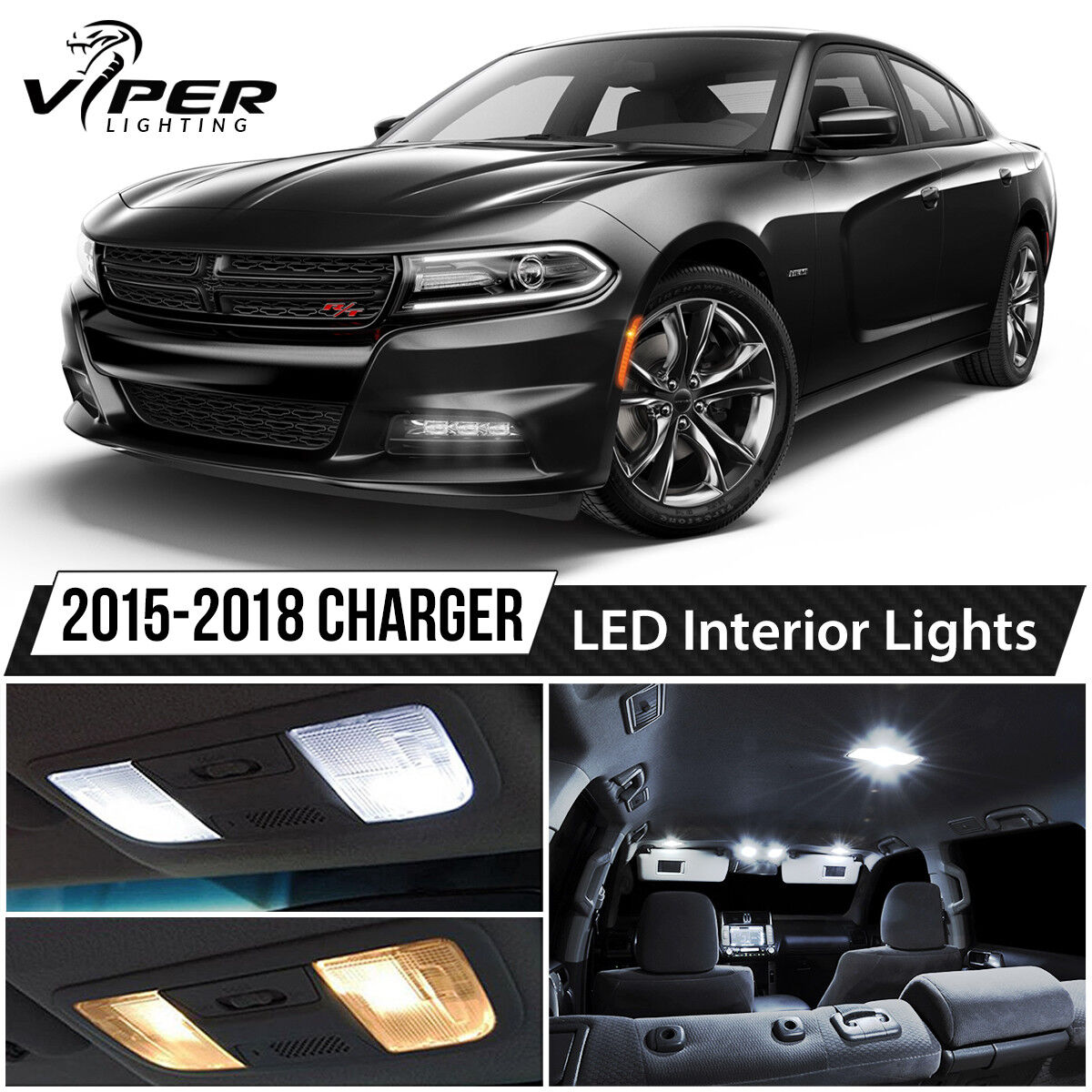 2015-2018 Dodge Charger White LED Interior Lights Bulbs Kit Package