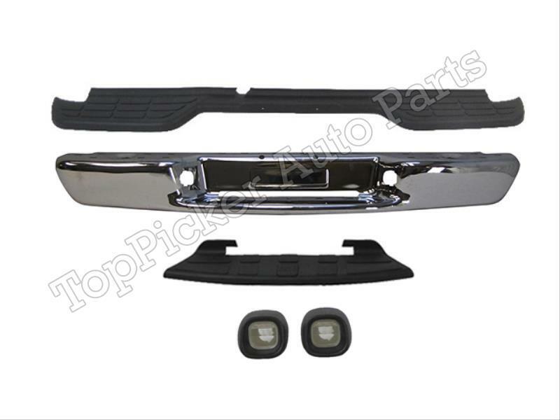 For 1998-2004 S10 Pickup Fleetside Rear Step Bumper BAR Chrome Pad Lic Lamp 5Pc