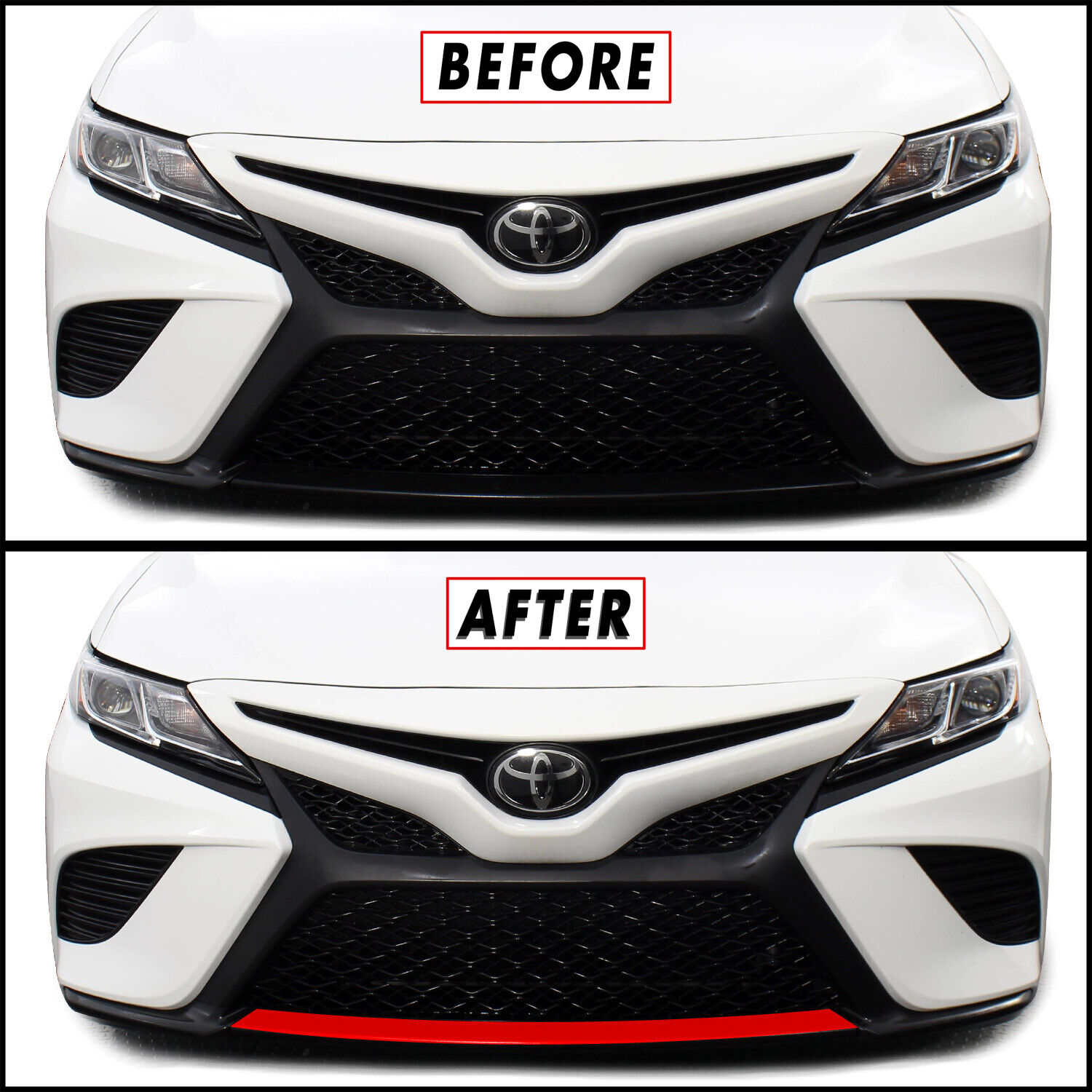 Blackout Redout Vinyl Overlay for 2018-20 Toyota Camry SE XSE Bumper Lower Lip