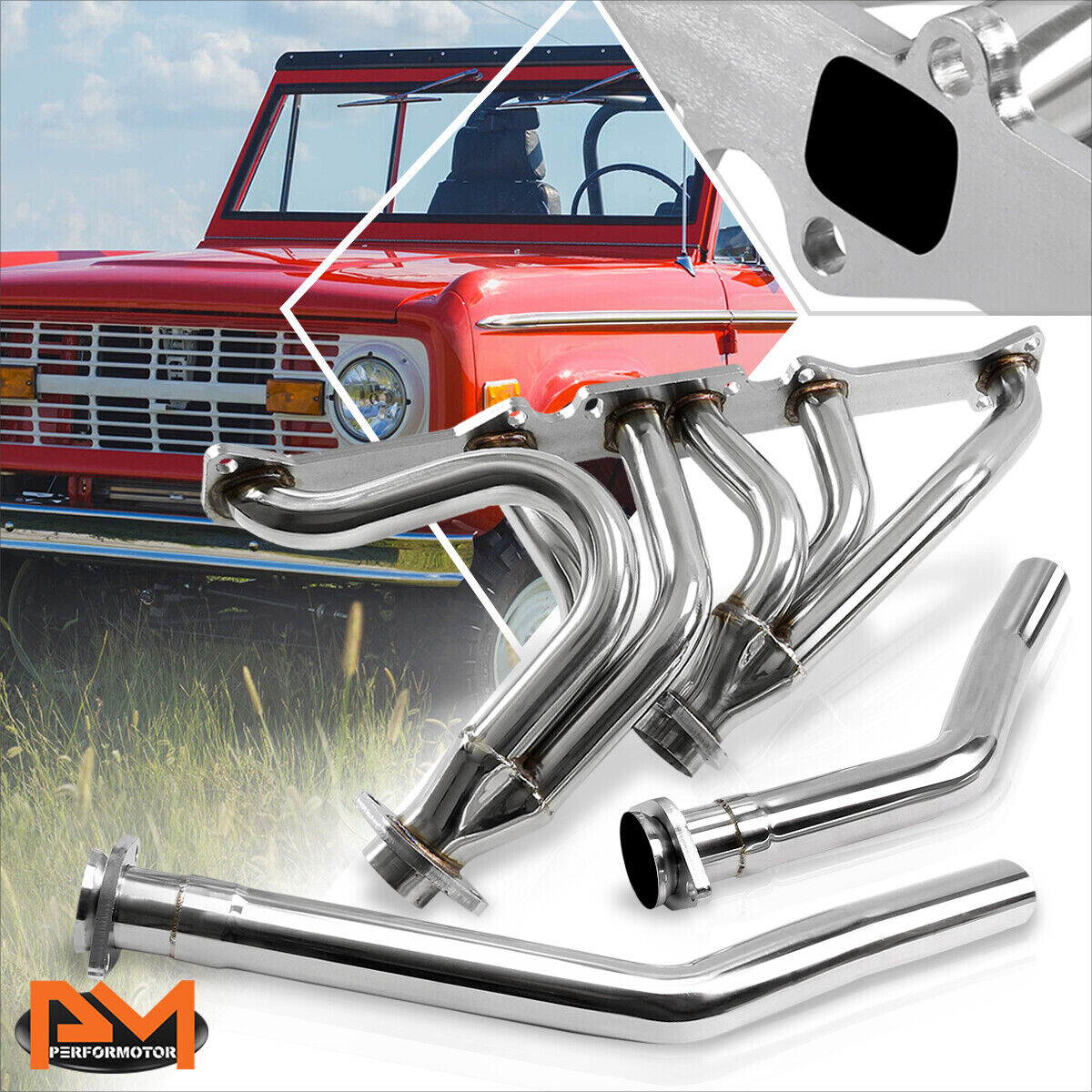 For 66-74 Ford Bronco I6 144/170/200/250 Stainless Steel Exhaust Header Manifold
