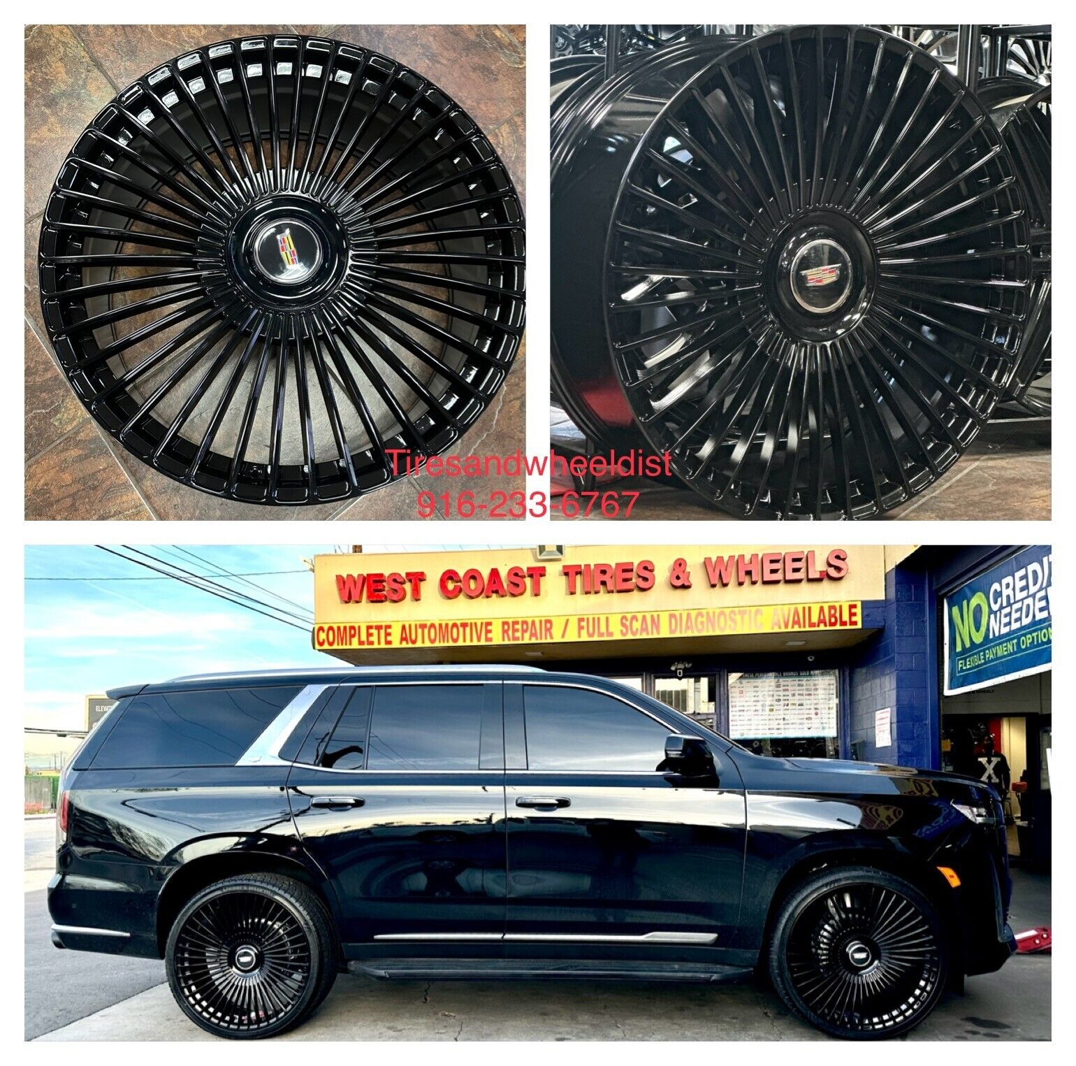 26'' Escalade Gloss Black Wheels Tires Yukon Silverado Tahoe Sierra Wagoneer