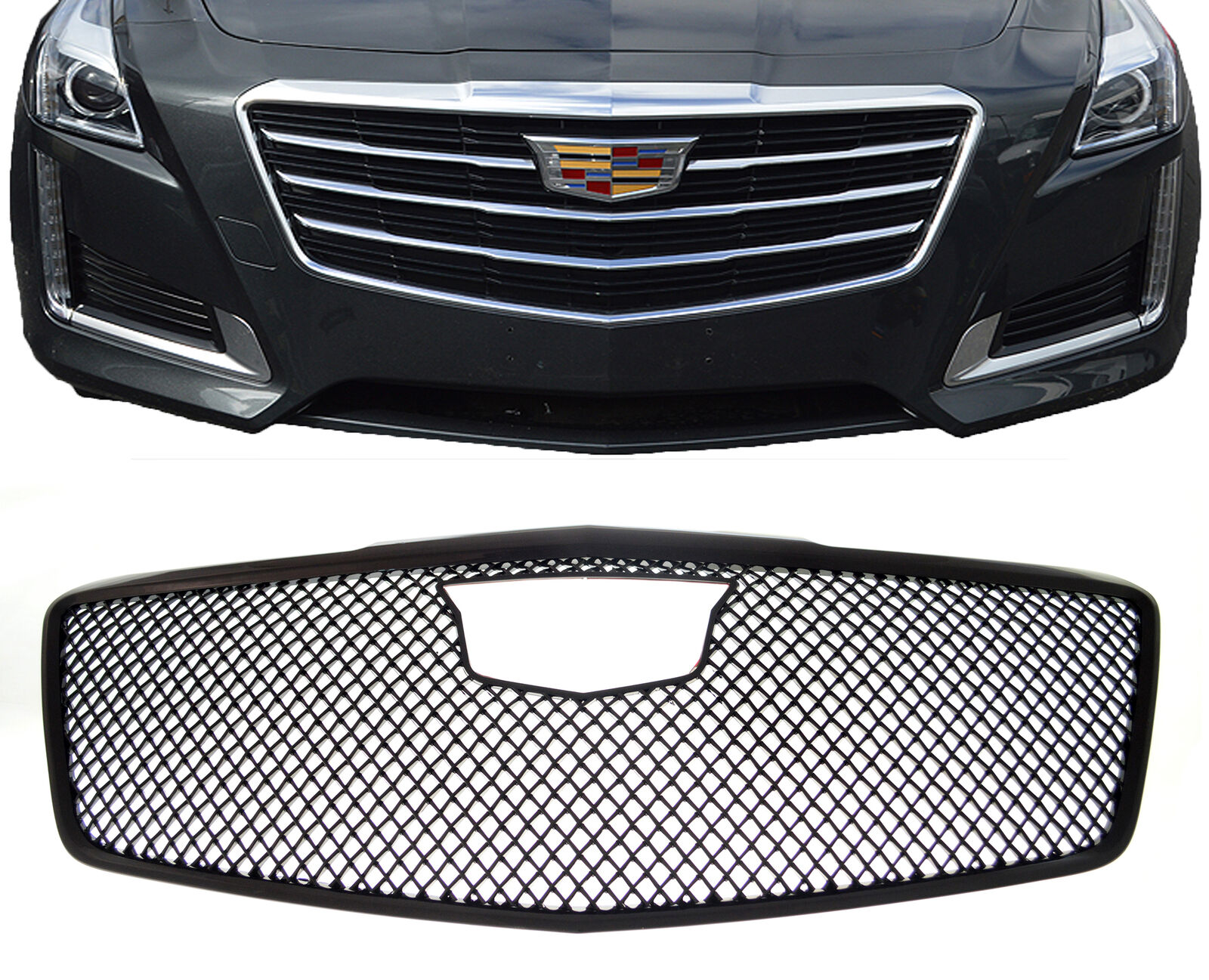 Patented Overlay Black Grille fits 15-19 Cadillac CTS (Not CTS-V)