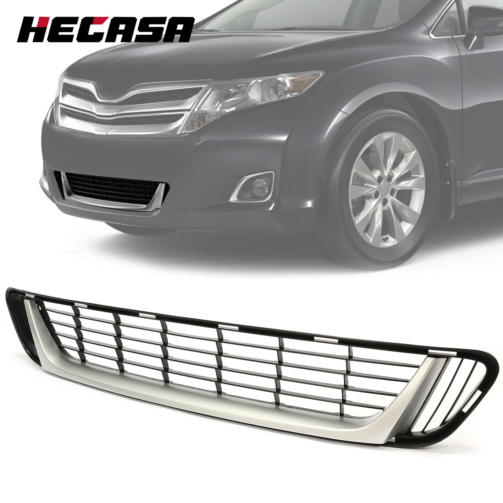 For Toyota Venza 2013-2016 1x Front Bumper Mesh Lower Grille & 1x Silver Molding