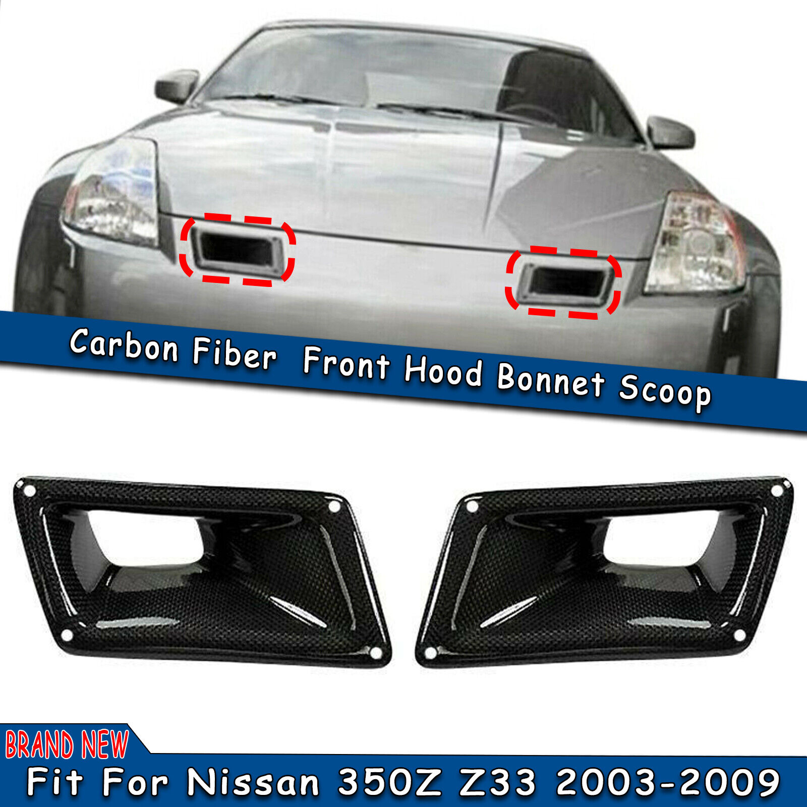 Bumper Carbon Fiber Air Vent Intake Duct Left Right For Nissan 350Z Z33 03-09 A