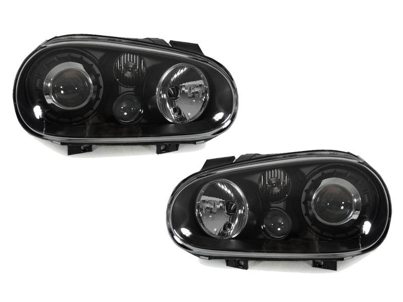 DEPO Black Glass Lens Headlight + Projector Fog For 99-04 VW Golf GTi Mk.IV 4