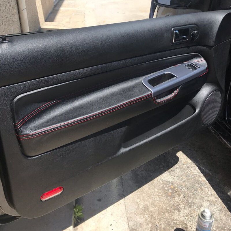 2*Black Front Door Armrest Panel Leather Cover For VW Golf MK4 Bora Jetta 3-DOOR