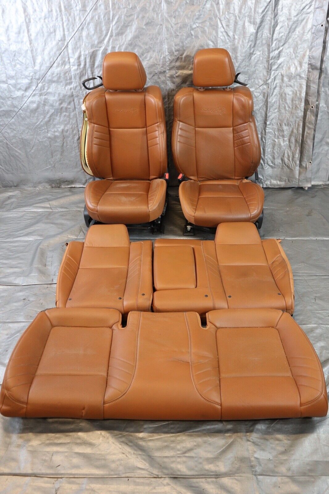 2015-2022 DODGE CHALLENGER HELLCAT OEM FRONT N REAR SEPIA LEATHER SEATS #1495