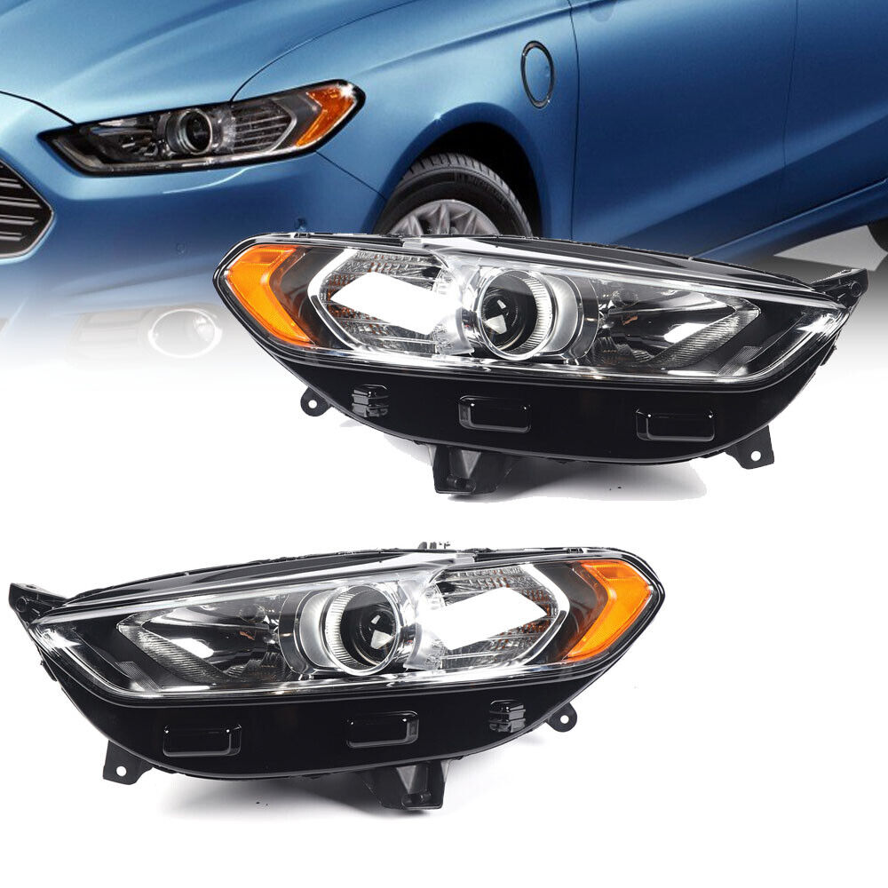 Headlights Set Pair Headlamps Left & Right Fit Ford Fusion 2013 2014 2015 2016