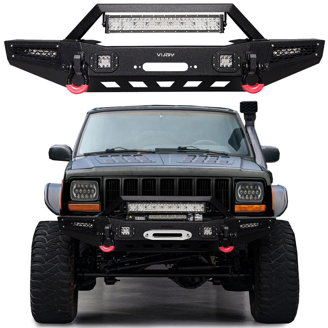 Vijay FIT 1984-2001 Cherokee XJ Front or Rear Bumper with Tire Carrier and Light