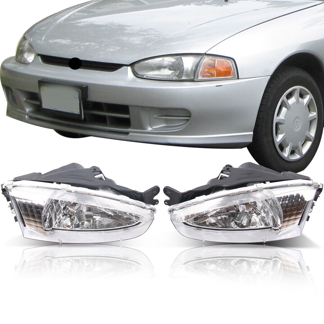 Headlights Headlamps Chrome For Mitsubishi Mirage 2Dr Coupe 1997-2002 2PCS