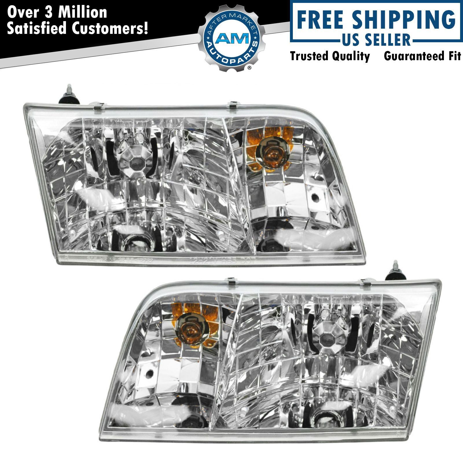 Headlights Headlamps Left & Right Pair Set NEW for 98-11 Ford Crown Victoria