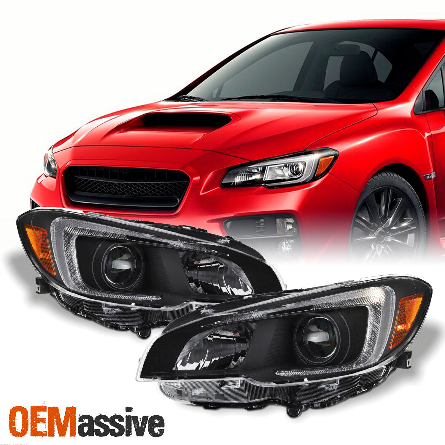 For 2015-2021 Subaru WRX OE Style Projector Headlights Black Housing Assembly