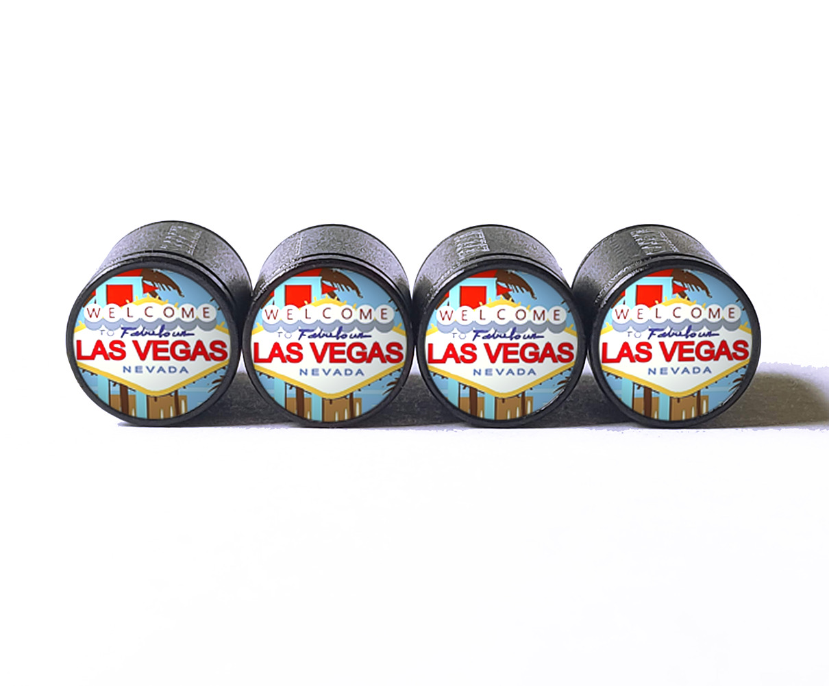Welcome to Las Vegas Tire Valve Stem Caps - Black Aluminum - Set of Four
