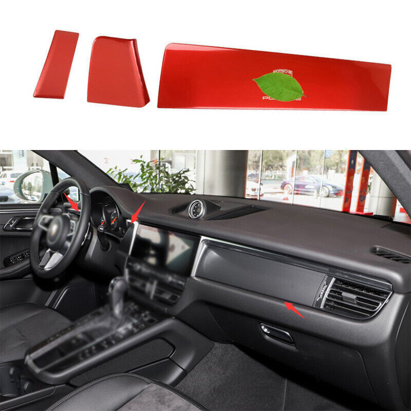 Fit For Porsche Macan 2015-2021 Red Titanium Middle Console Dashboard Panel Trim