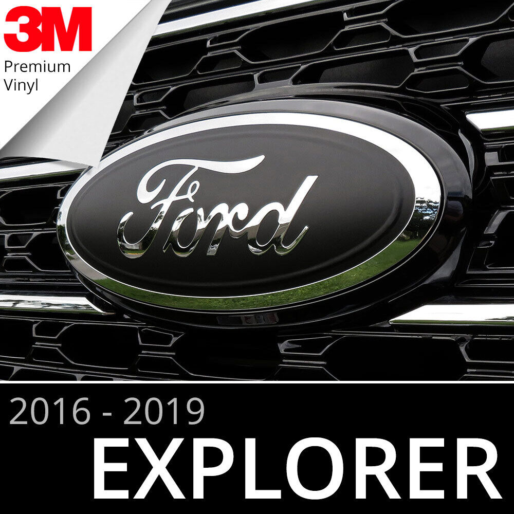 2016-2019 Ford Explorer Emblem Overlay Insert Decals - Matte Black (Set of 2)