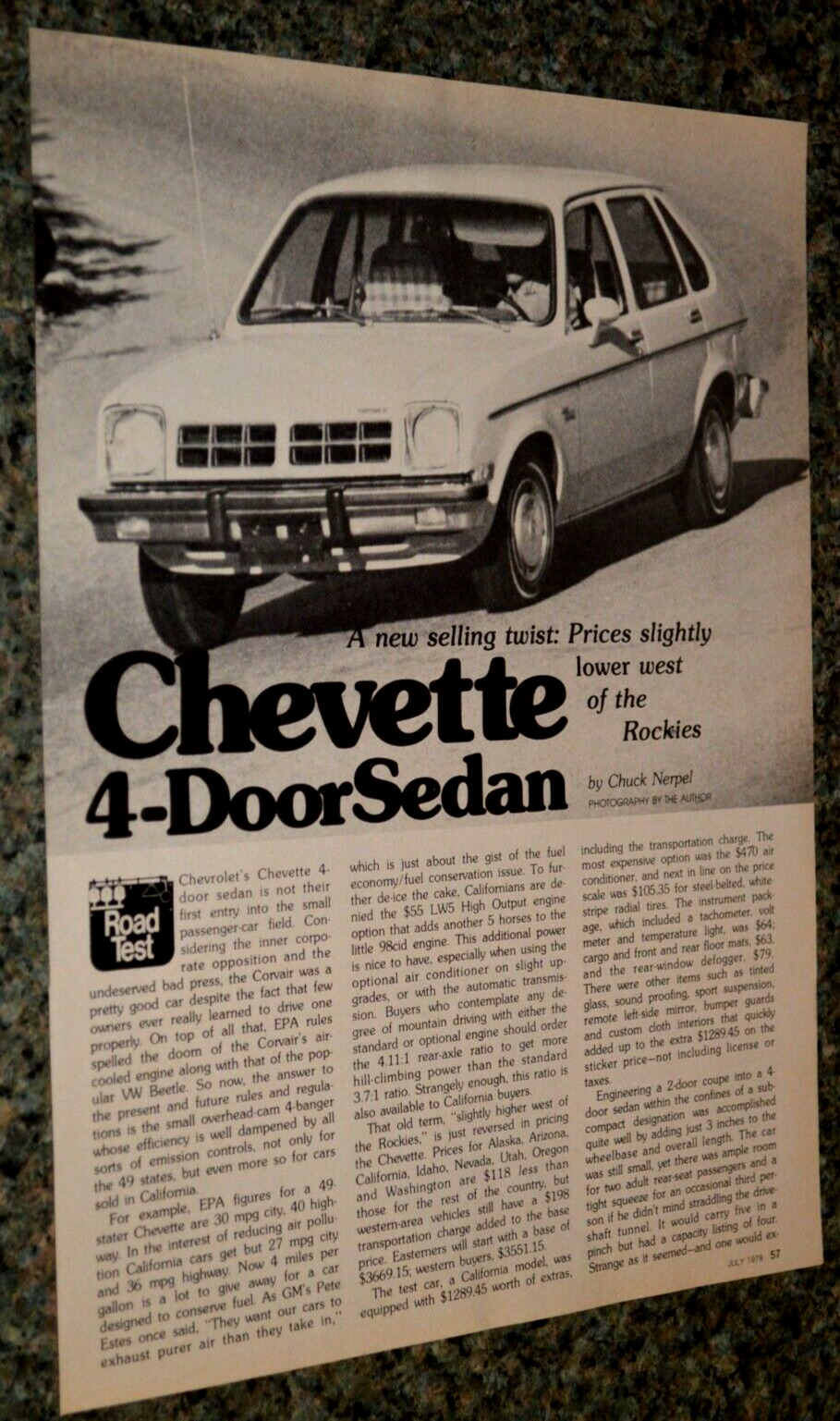 ★★1978 CHEVY CHEVETTE ORIGINAL FIRST LOOK ROAD TEST ARTICLE INFO SPECS 78
