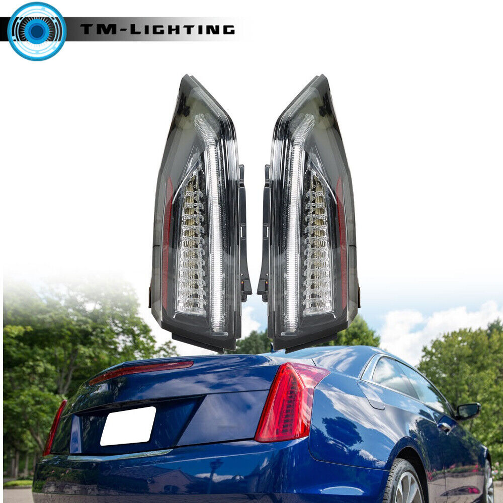 LH+RH Clear Lens Black Housing Tail Lights For 2013-2018 Cadillac ATS ATS-V L