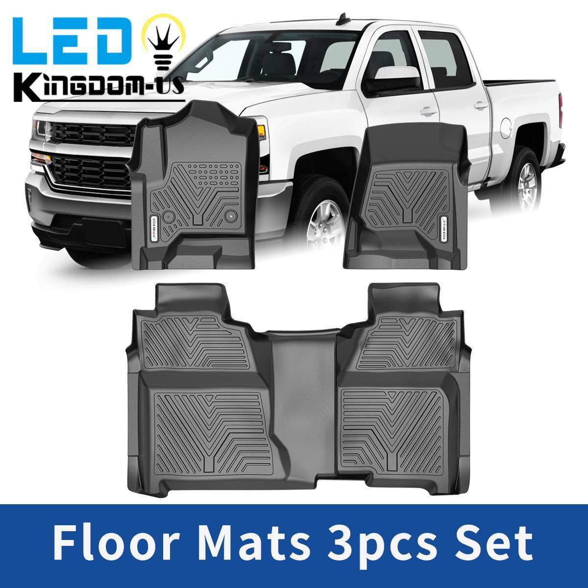 Floor Mats Liners for Chevy Silverado / GMC Sierra 1500 Crew Cab TPE All Weather