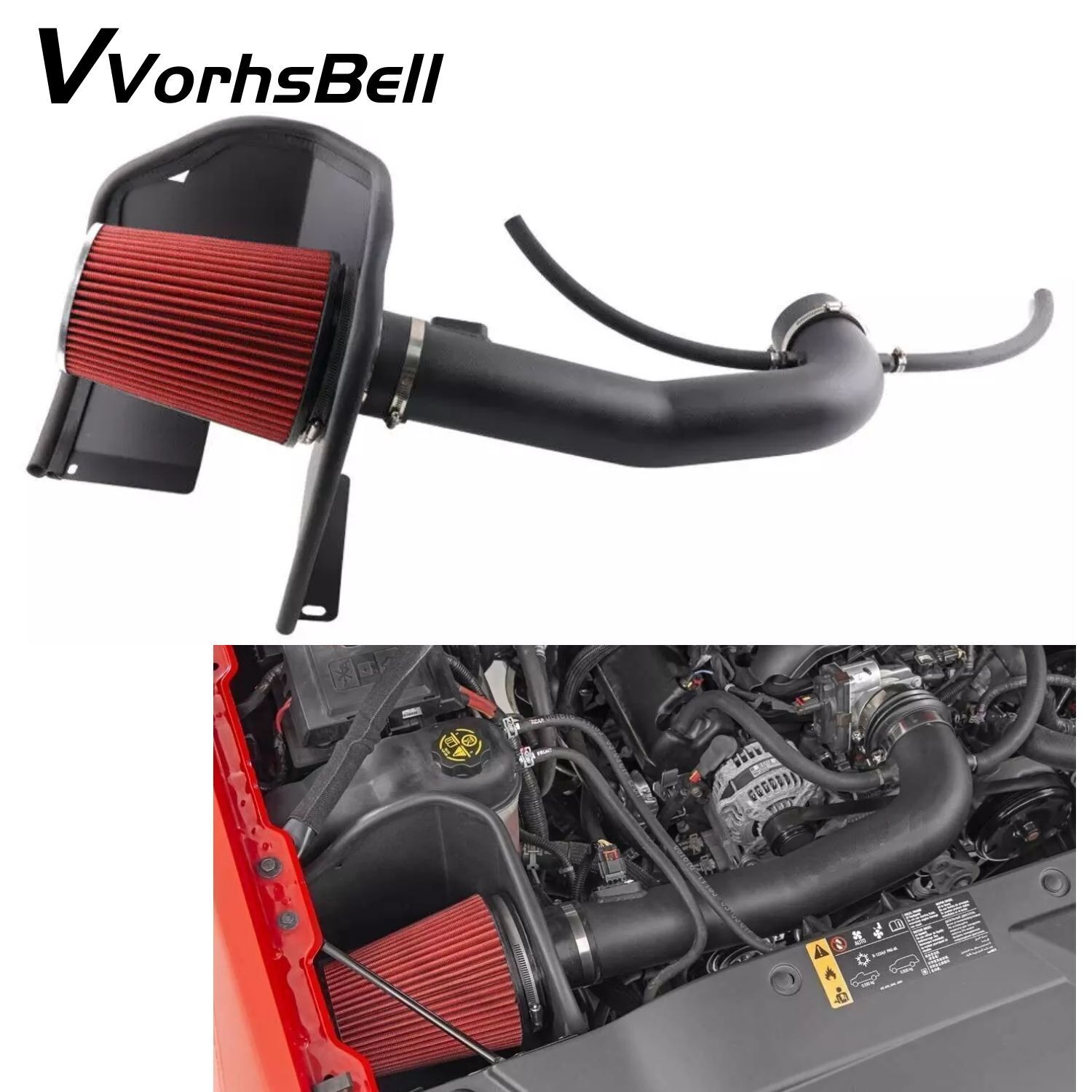 Black Cold Air Intake System w/ Filter Shield for 14-18 Chevy GMC 1500 5.3L 6.2L